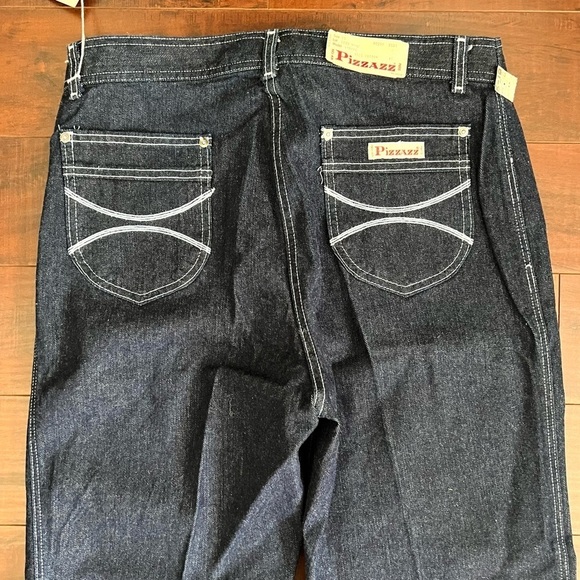 VINTAGE Pizzazz 1970s Denim Straight Leg High Rise Jeans Dark Wash Deadstock - Picture 3 of 13